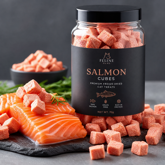 Premium Freeze-Dried Salmon Cubes for Cats